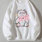 Graffiti Love Teddy Bear Digital Print – Cute Streetwear Sketch Design